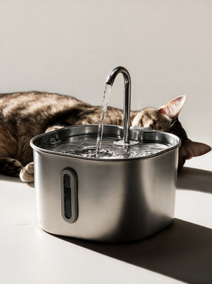 Pawqua™ 2.2L Stainless Steel Fountain + 2-Month Filter Kit