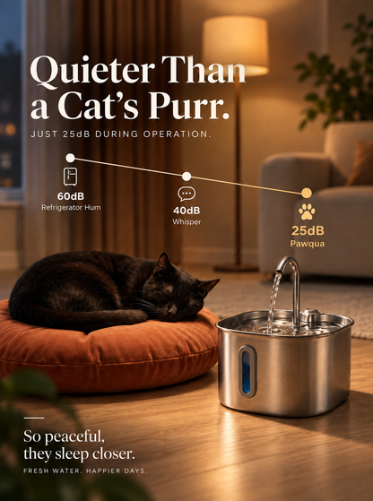 Pawqua™ 2.2L Stainless Steel Fountain + 2-Month Filter Kit