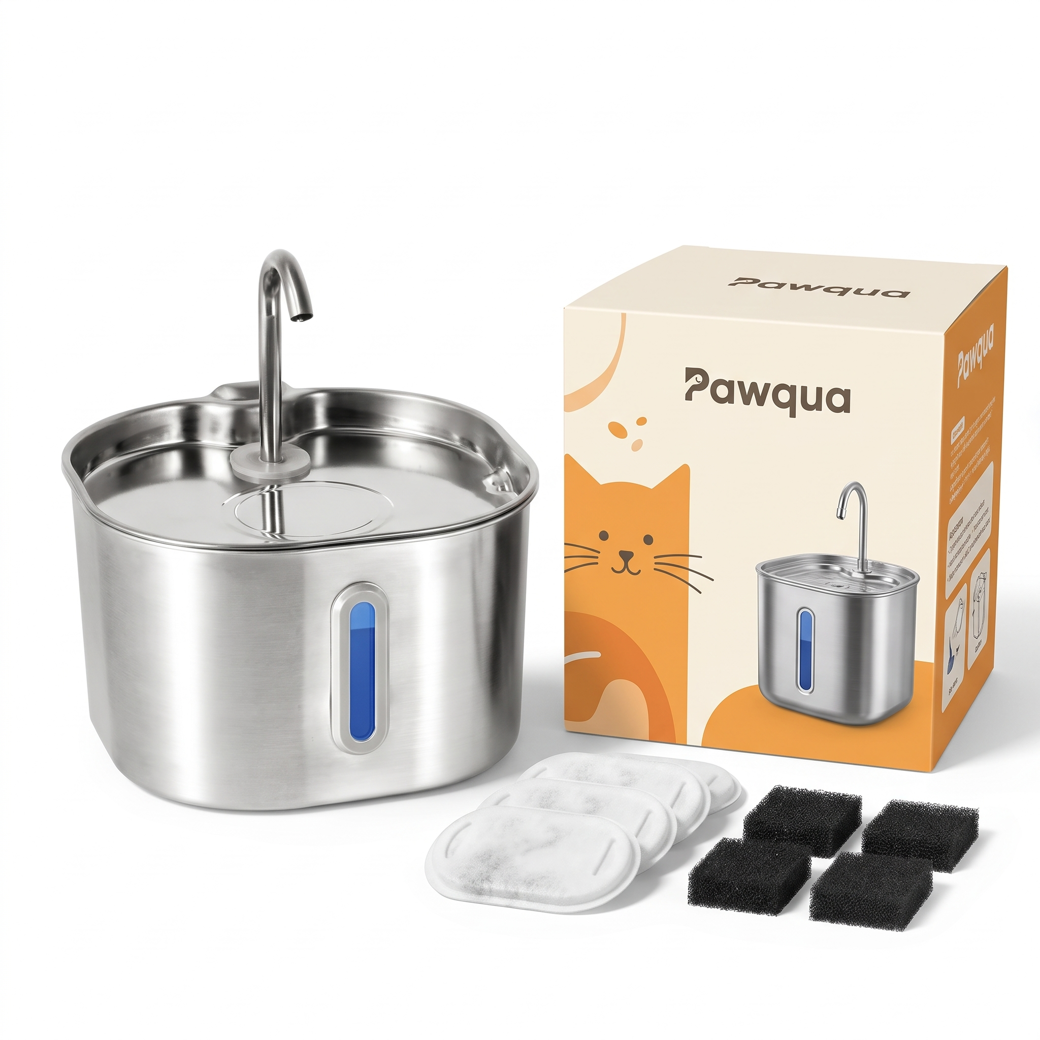 Pawqua 2.2L fountain with 2-month filter supply